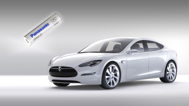 Teslaの電気自動車とPanasonicの18650電池