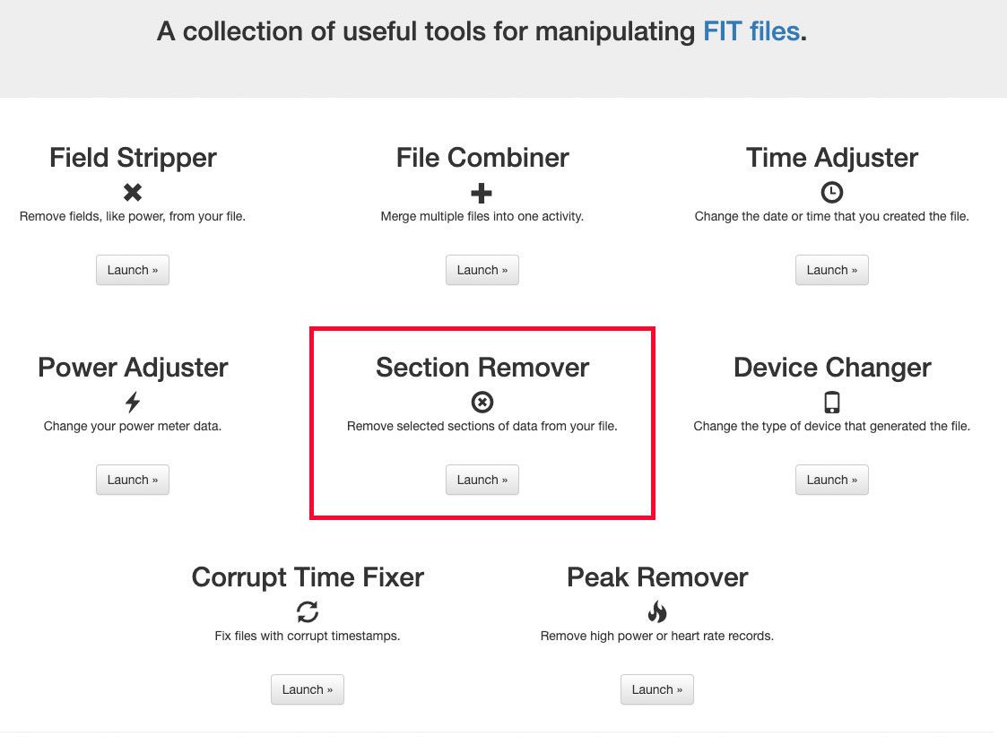 FIT File ToolsのSection Remover
