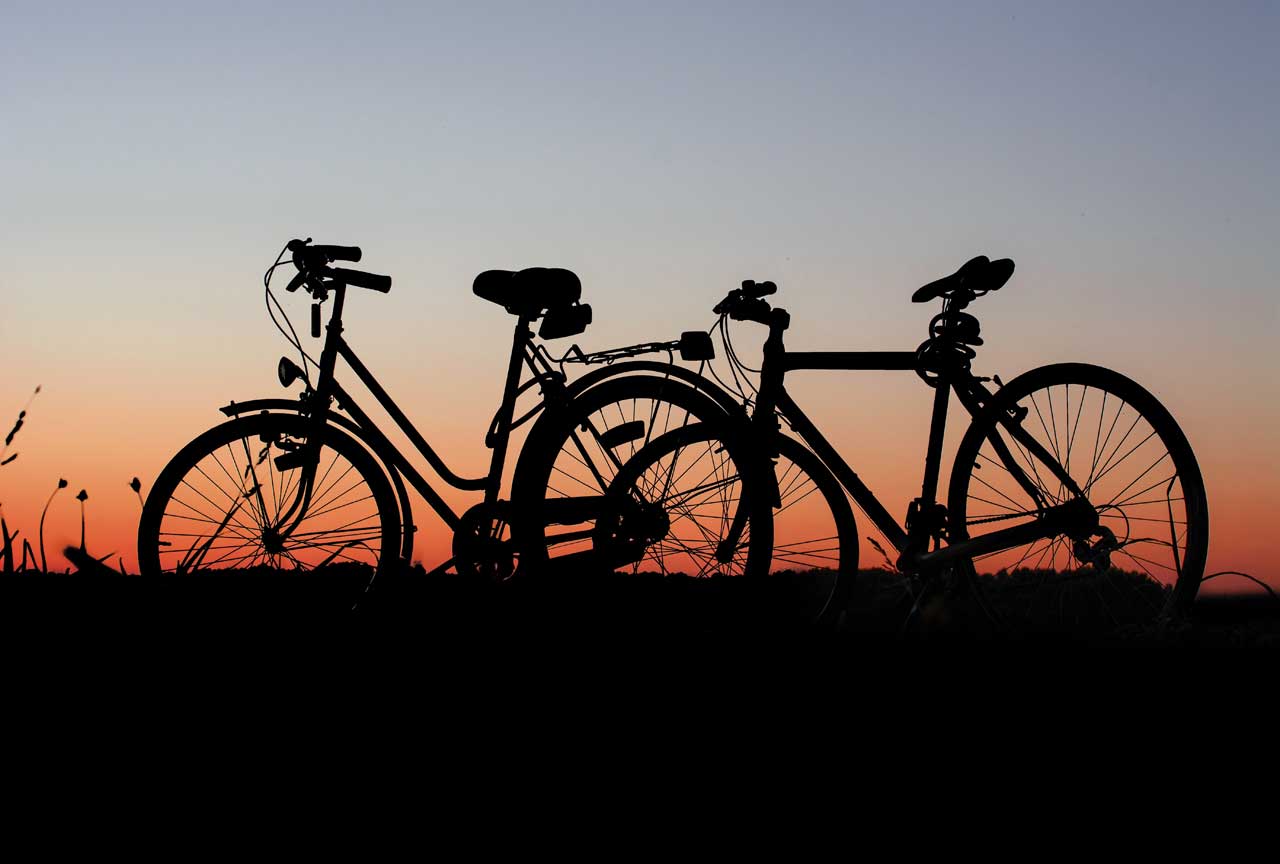 bikes in the dusk