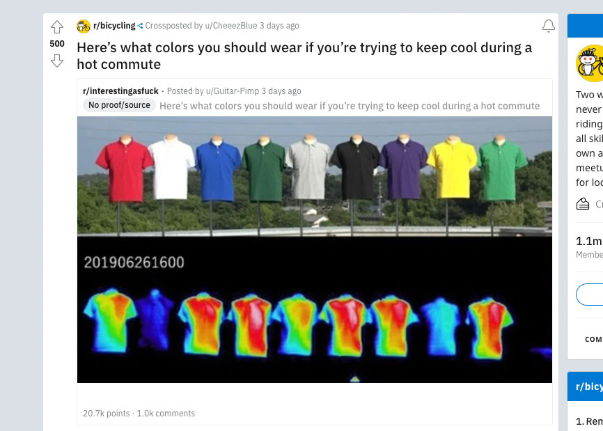 wear colors and heat absorption